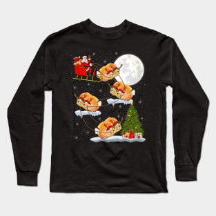 Funny Xmas Lighting Tree Santa Riding Discus Fish Christmas Long Sleeve T-Shirt